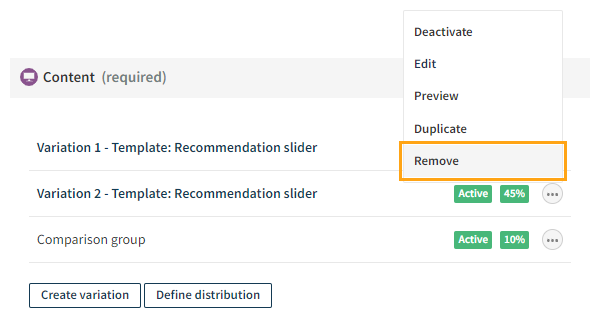 Removing a variation